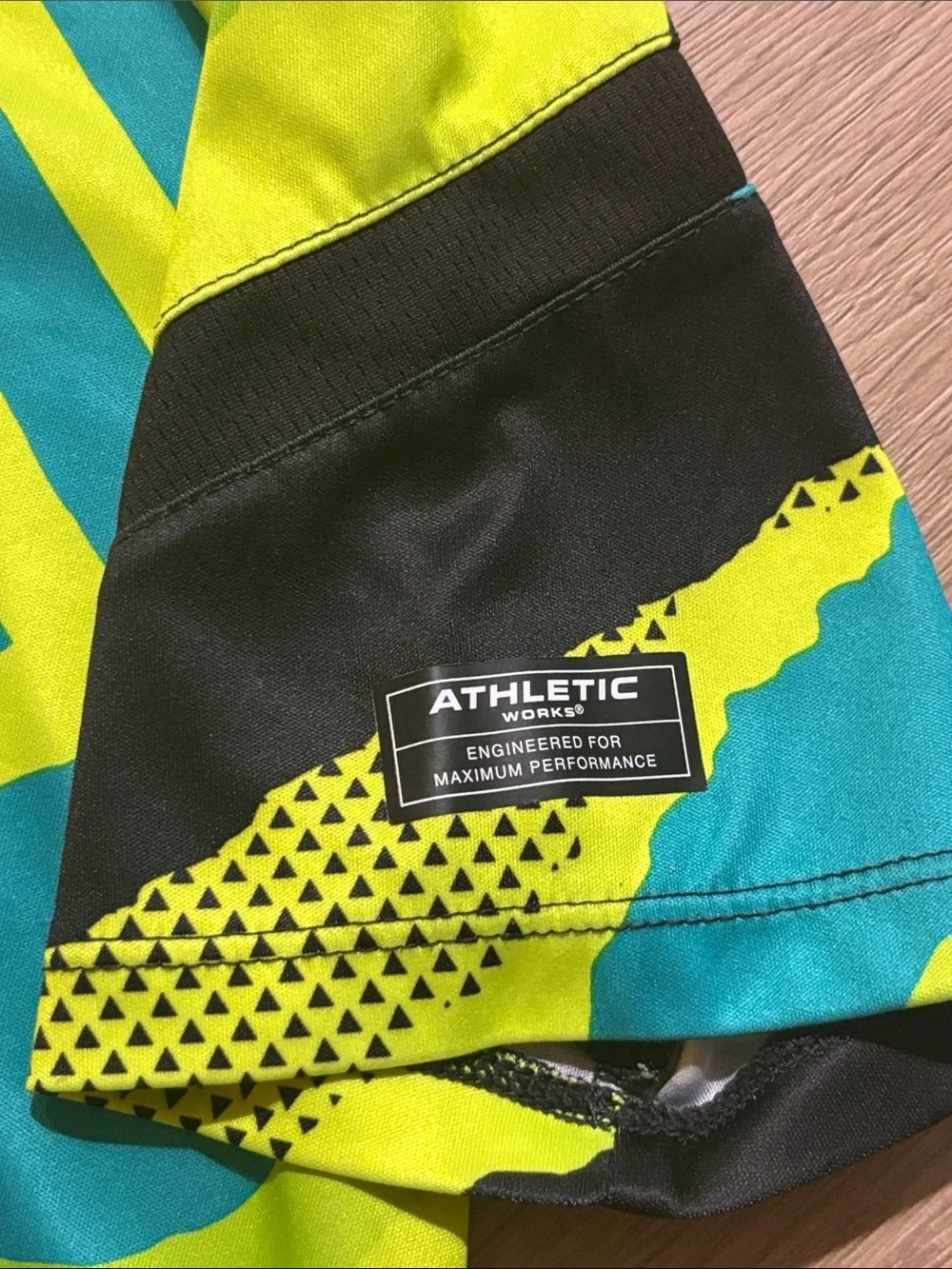 Athletic Works Black, Neon Green & Teal Kids' Swim Rash Guard
